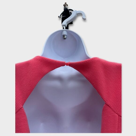 ELLE Melon Mini Ribbed Peekaboo Summer Flirty Sun Dress, Size 6 - Picture 4 of 10